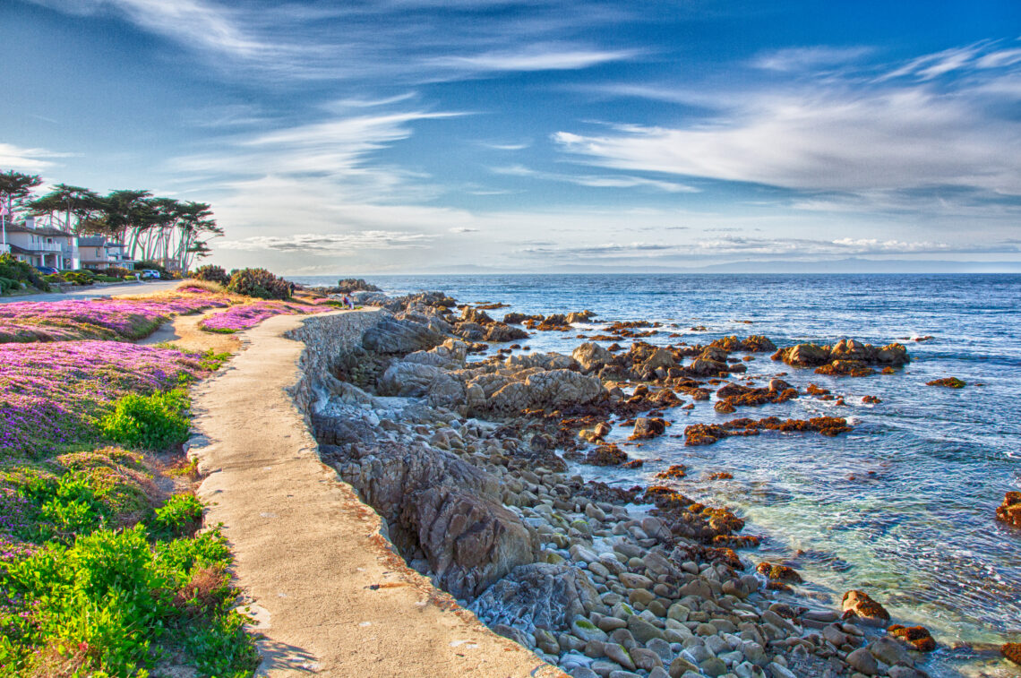 Pacific Grove walking path along rocky shoreline.